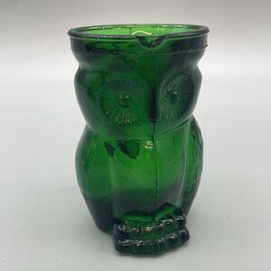 Vintage Owl Green Glass Syrup Pitcher by Kanawha